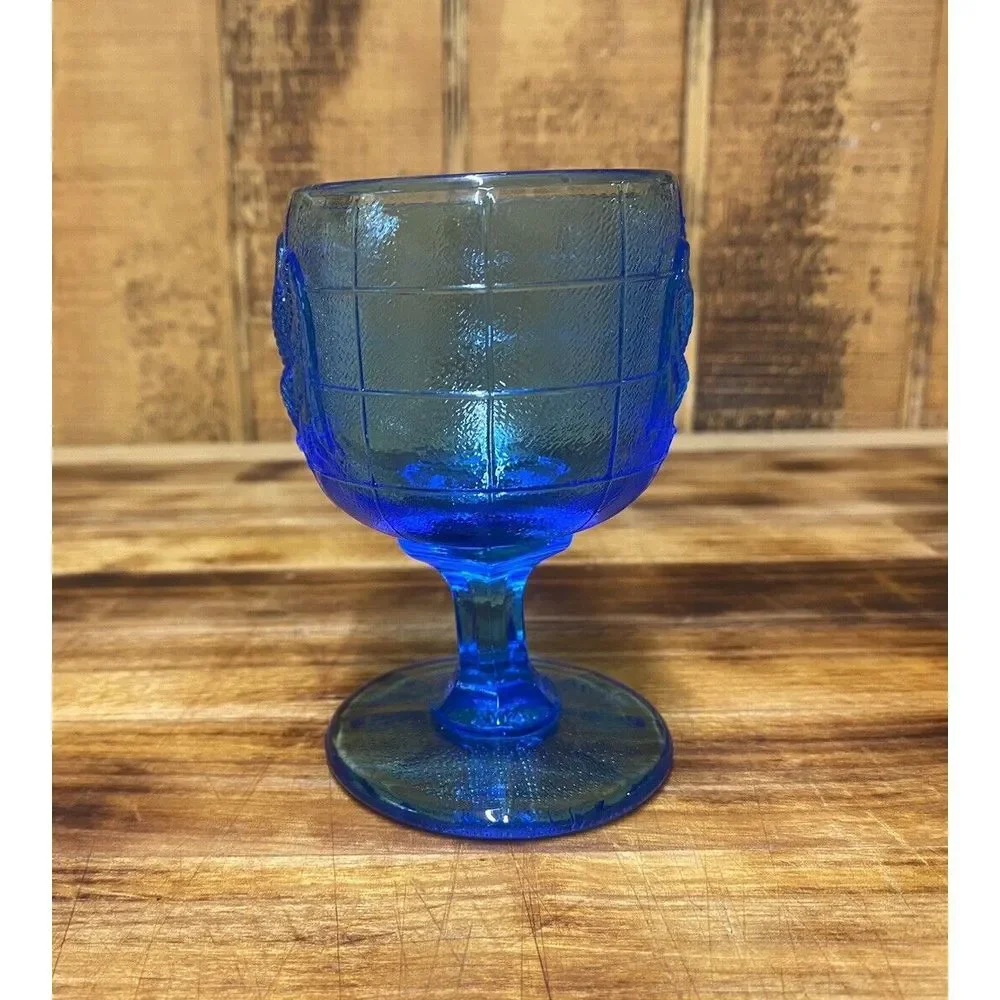 Vintage Imperial Glass Royal Blue Mini Eagle Wine Goblet 4